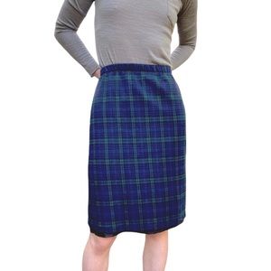 Vintage 90s Tartan Plaid Midi Knee Length Skirt M